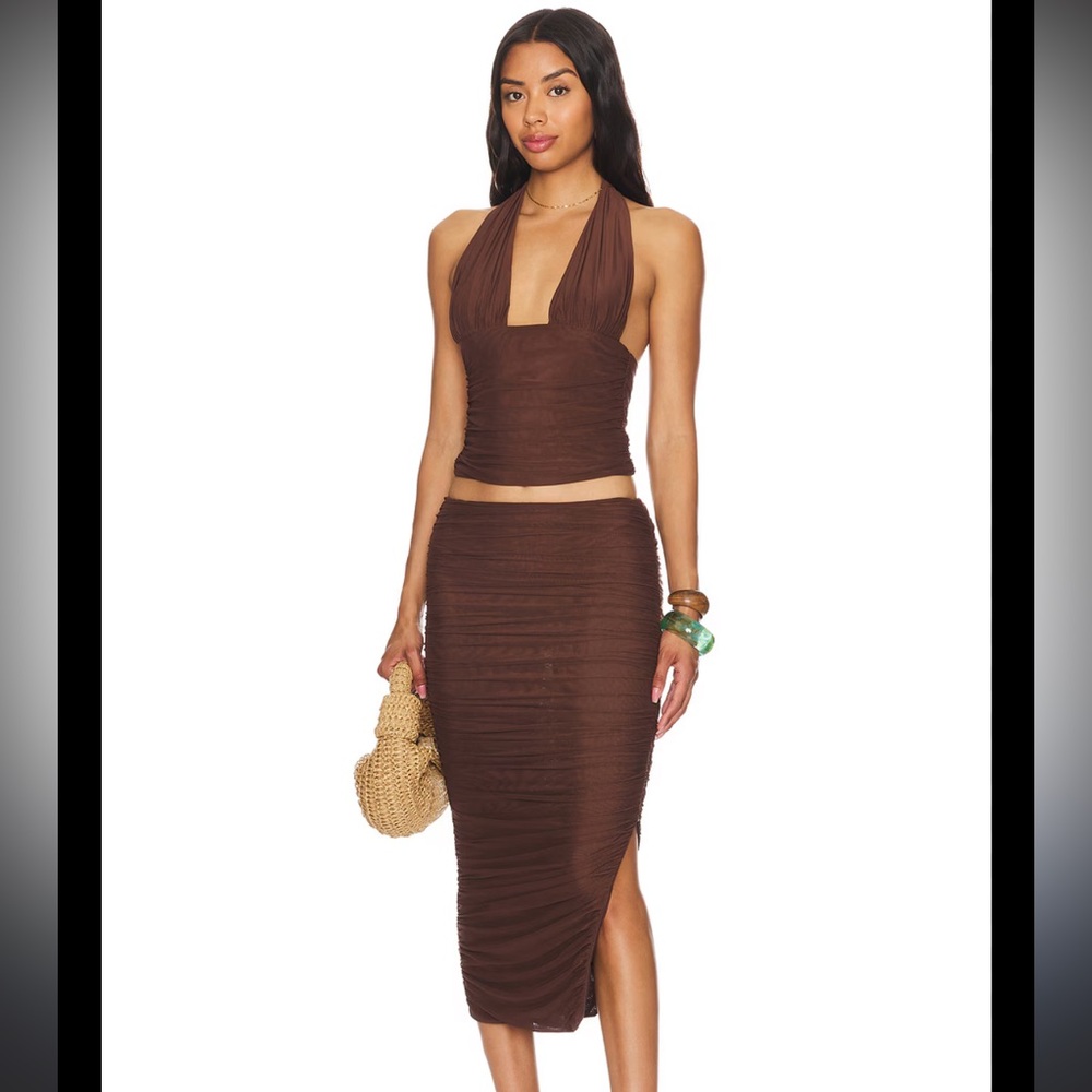 SER.O.YA Brown Bimini Top and Pia Skirt Set